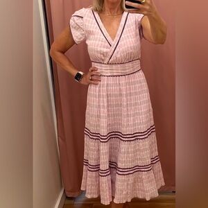 Celina Moon Pink Wrap Style Midi Dress